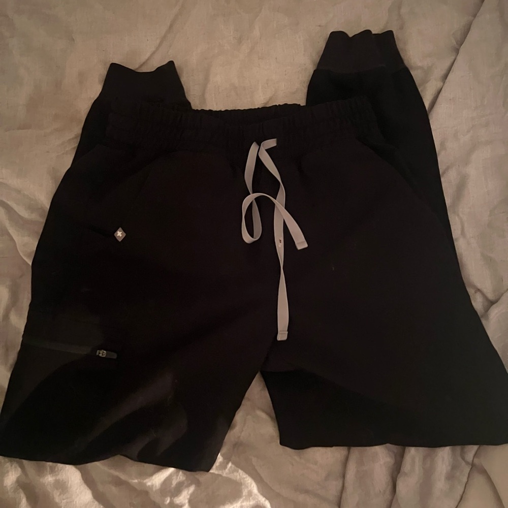 Figs Black Joggers with Gray Drawstring